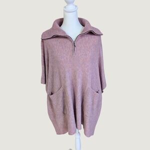 Charli Annina Quarter Zip Poncho Sweater Mauve Purple Pink Wool Blend XS/S
